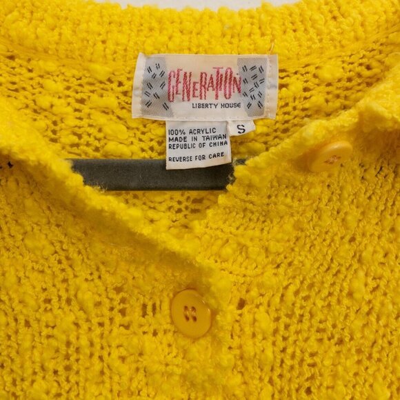 Vintage 90s Generation Liberty House Yellow Knit Button-Up – Size S - Picture 4 of 4